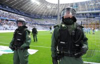 Fussball 2. Bundesliga:  Polizisten auf dem Rasen der Allianz Arena