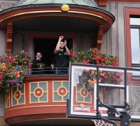 Basketball 1. Bundesliga 19/20  Teamvorstellung Walter Tigers Tuebingen auf dem Rathausbalkon