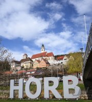 Stadtansicht mit dem Schriftzug Horb