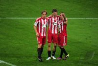 Fussball 1. Bundesliga :  JUBEL Andreas Ottl, Thomas Mueller, Franck Ribery (v. li., FC Bayern Muenchen)