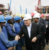 Fussball WM 2010  Blatter besucht Stadionbaustelle in Durban