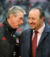 Fussball 1. Bundesliga, Saison 2011/2012: Trainer Jupp Heynckes  (li, FC Bayern Muenchen)  mit Trainer Rafael Benitez