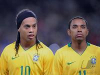 Fussball INTERNATIONAL  Ronaldinho und  Robinho  (Brasilien)