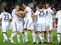 Fussball 1. Bundesliga :  Bastian Schweinsteiger, Daniel van Buyten, Thomas Mueller , Holger Badstuber (v.li., FC Bayern Muenchen)