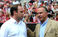 1. Fussball Bundesliga: Karl Heinz Rummenigge, Sportdirektor Christian Nerlinger (v. li., FC Bayern Muenchen)