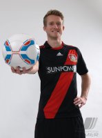 Andre SCHUERRLE (Deutschland) posiert im exklusiven Pressefoto ULMER Shooting im Trikot von Bayer 04 Leverkusen