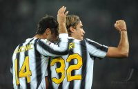 FUSSBALL SERIE A:  Mirko Vucinic , Alessandro Matri (v. li., Juventus Turin)