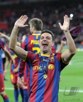 Fussball Champions League Finale 2011: Jubel Xavi Hernandez (Barca)
