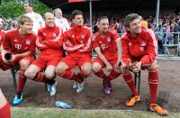 Fussball 1. Bundesliga :  Holger Badstuber, Arjen Robben , Mario Gomez , Franck Ribery , Thomas Mueller (v.li., FC Bayern Muenchen)