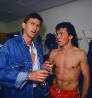Fussball Augenthaler, Matthaeus in der Kabine.