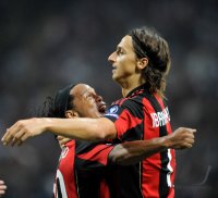 Fussball Champions League  Saison 2010/2011:  Ronaldinho, Zlatan Ibrahimovic (v. li., AC Mailand) , ENTT&acirc;&not;USCHT, ENTTAEUSCHT, ENTTAEUSCHUNG, ENTT&acirc;&not;USCHUNG, FRUST, FR