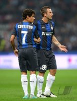 FUSSBALL International Serie A 2012/2013: Coutinho und Cassano Antonio (v. li., Inter Mailand)
