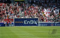 Fussball 1. Bundesliga :  Das Tor mit einer ENBW WERBEBANNER