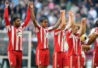 Fussball 1. Bundesliga : Breno, Luiz Gustavo, Miroslav Klose, Franck Ribery (v.li., FC Bayern Muenchen)