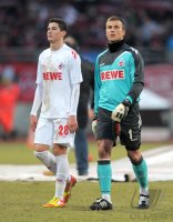 Fussball 1. Bundesliga, Saison 2011/2012:  Odise Roshi , Michael Rensing (v. li., 1. FC Koeln)