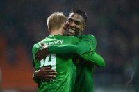 Fussball 1. Bundesliga Saison 12/13:  Aaron Hunt und Eljero Elia (v. li., SV Werder Bremen)