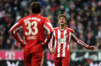 Fussball 1. Bundesliga : (v. li.)  Mario Gomez,  Thomas Mueller (FC Bayern Muenchen)