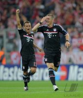 Fussball CHL  Saison 2011/2012: JUBEL Bastian Schweinsteiger (FC Bayern Muenchen)