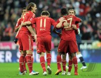 Fussball 1. Bundesliga, Saison 2011/2012:  Daniel van Buyten, Ivica Olic, David Alaba , Philipp Lahm (v. li., FC Bayern Muenchen)