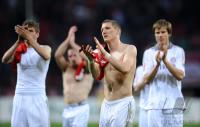 Fussball 1. Bundesliga : Thomas Mueller, Bastian Schweinsteiger, Holger Badstuber (v.li., FCB)