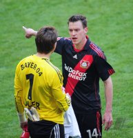Fussball 1. Bundesliga : Torwart Rene Adler, Hanno Balitsch (v.li., Bayer 04 Leverkusen)