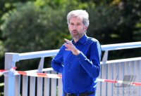 Eroeffnung Radbruecke Tuebingen; Tuebingens Oberbuergermeister Boris Palmer (Die Gruenen)