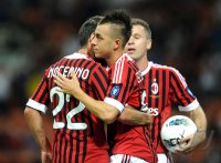 FUSSBALL SERIE A:  Jubel Antonio Nocerino mit Stephan El Shaarawy (v. li., AC Mailand)