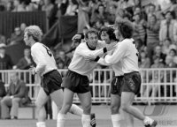 Fussball-EM 1972 Finale: Jubel Hoeness, Hoettges, Mueller, Breitner