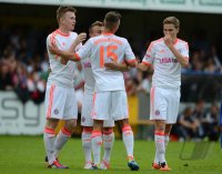 Fussball 1. Bundesliga : Kevin Friesenbichler , Xherdan Shaqiri, Oliver Markowitz, Benno Schmitz (v. li., FC Bayern Muenchen)