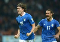 Fussball International WM Qualifikation 2014:  Jubel Riccardo Montolivo und Pablo Osvaldo (v. li., Italien)