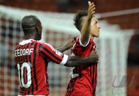 FUSSBALL SERIE A:  JUBEL Clarence Seedorf, Stephan El Shaarawy (v.li., AC Mailand)