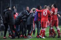 FUSSBALL  International CHL 09/10 : Miroslav Klose , Arjen Robben , Mario Gomez (v.li., FCB)