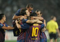 Fussball UEFA SUPER CUP 2011: JUBEL Cesc Fabregas (Barca)