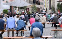 Fronleichnamsgottesdienst 2021 auf dem Rottenburger Marktplatz mit Abstand