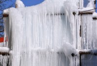 Ein Eisgalgen bei der Brauerei Schimpf in Neustetten - Remmingsheim