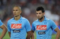 FUSSBALL International 2011/2012 : Goekhan Inler (Napoli) und Blerim Dzemaili (Napoli)