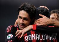FUSSBALL SERIE A:  JUBEL um Marco&Ecirc;Borriello mit Ronaldinho (AC Mailand)
