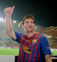 Fussball UEFA SUPER CUP 2011: JUBEL Lionel Messi (Barca)