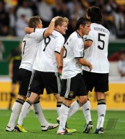 Fussball International  Testspiel:  JUBEL nach dem Tor Bastian SCHWEINSTEIGER , Andre SCHUERRLE , Christian TRAESCH , Mats HUMMELS (v. li., Deutschland)