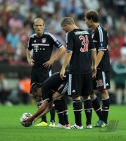 Fussball CHL  Saison 2011/2012: Arjen Robben, Franck Ribery , Holger Badstuber , Bastian Schweinsteiger (v.li., FC Bayern Muenchen)