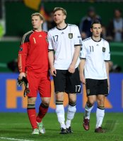 Fussball International EM 2012-Qualifikation: Manuel NEUER, Per MERTESACKER, Miroslav KLOSE (v.li., Deutschland)