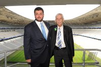 2. Fussball Bundesliga: (v. li.) Investor Hasan Ismaik , Dieter Schneider (1860 Praesident)