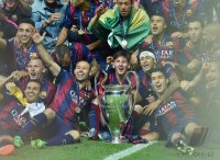 Fussball Champions League Finale 2015: JUBEL FC Barcelona mit CHL Pokal