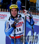 Ski Alpin;  Abfahrt Herren  Wengen Start Max Rauffer (GER) im Hintergrund Eiger, Moench, Jungfrau