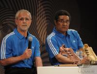 FUSSBALL WM 2010:  ADIDAS PK  Goldener Schuh;  Gerd Mueller und Eusebio
