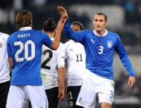 Fussball Nationalmannschaft : Alessandro Matri, Giorgio Chiellini (v. li, Italien)