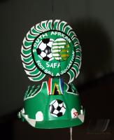 Soccerex Austellung RSA Fan Helme