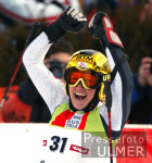 SKI   Weltcup Riesentorlauf Damen Lienz - Jubel Goetschl ueber Platz 2