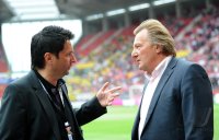Fussball 1. Bundesliga :  Manager Christian Heidel, Praesident Harald Strutz (v. li., 1. FSV Mainz 05)