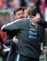 Fussball 2. BUNDESLIGA 13/14 : Trainer Kosta Runjaic (1. FC Kaiserslautern) und Trainer Friedhelm Funkel (1860 Muenchen)